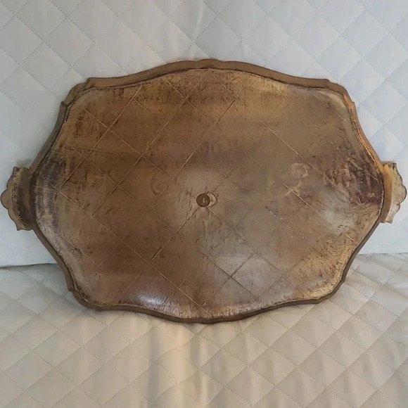 Vintage Italian Hand Painted  Florentine Serving Tray/Platter Gold/Red/Black - Picture 2 of 6